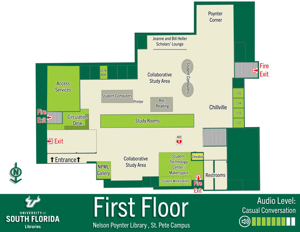 map of first floor USF St Pete library