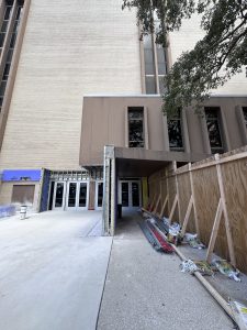construction in progress at the entry of a building