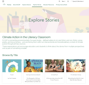 Screen capture of the Explore Stories Page on the ELCAF portal.