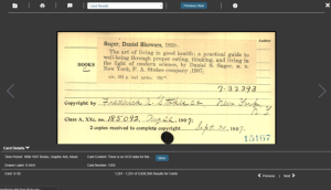 screenshot of a digitized copyright registration card