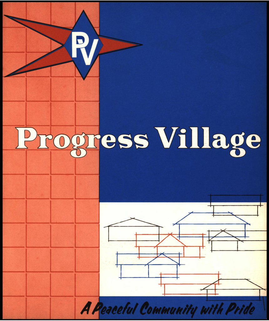A flyer promoting the Progress Village project